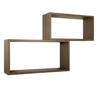 MODULARREDO | BIS RETTANGOLO BISLUNGO Set di 2 Mensole da Muro, Pensile Bagno, Mensola da Parete, Scaffale da Parete, Rovere Tabacco, 70x35 p20 cm e 60x30 p20 cm - Made in Italy