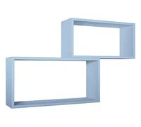 MODULARREDO | BIS RETTANGOLO BISLUNGO Set di 2 Mensole da Muro, Pensile Bagno, Mensola da Parete, Scaffale da Parete, Blu Baltico, 70x35 p20 cm e 60x30 p20 cm - Made in Italy