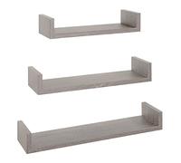 MODULARREDO | CALAMITA Set di 3 Mensole da Muro, Mensole Muro Design, Mensola da Parete, 60x8 p15.5 cm, 50x8 p15.5 cm e 40x8 p15.5 cm, Kit Tasselli Incluso, Rovere Grigio Nuovo - Made in Italy