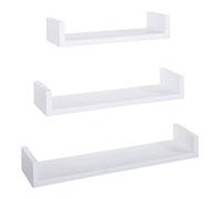MODULARREDO | CALAMITA Set di 3 Mensole da Muro, Mensole Muro Design, Mensola da Parete, 60x8 p15.5 cm, 50x8 p15.5 cm e 40x8 p15.5 cm, Kit Tasselli Incluso, Bianco - Made in Italy