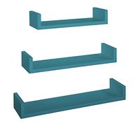MODULARREDO | CALAMITA Set di 3 Mensole da Muro, Mensole Muro Design, Mensola da Parete, 60x8x15.5, 50x8x15.5 e 40x8x15.5 cm, Blu Laguna - Made in Italy