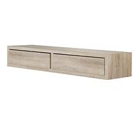 MODULARREDO | DOMINO MAXI Mensola da Muro con Cassetto, Comodino Sospeso, Mensola da Parete, 88.2x13.4 p23.7 cm, Rovere Sagerau - Made in Italy