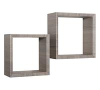 MODULARREDO Ginevra Kit 2 Mensole da Parete, Legno, Rovere Moka, 15.5x35x35 cm, 2 unità