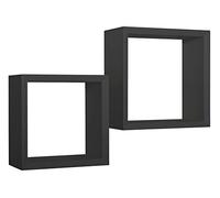 MODULARREDO | GINEVRA Set di 2 Mensole da Muro, Cubi Arredo, Mensole Cubo, Cubi da Parete, Cubi Portaoggetti, 35x35 p15.5 cm, e 30x30 p15.5 cm Nero - Made in Italy