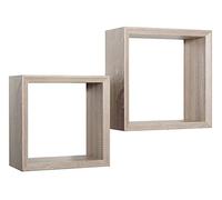 MODULARREDO | GINEVRA Set di 2 Mensole da Muro, Cubi Arredo, Mensole Cubo, Cubi da Parete, Cubi Portaoggetti, 35x35 p15.5 cm, e 30x30 p15.5 cm, Rovere Sagerau, Kit Tasselli Incluso - Made in Italy