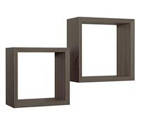 MODULARREDO | GINEVRA Set di 2 Mensole da Muro, Cubi Arredo, Mensole Cubo, Cubi da Parete, Cubi Portaoggetti, 35x35 p15.5 cm, e 30x30 p15.5 cm Noce Segato - Made in Italy