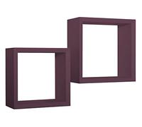 MODULARREDO | GINEVRA Set di 2 Mensole da Muro, Cubi Arredo, Mensole Cubo, Cubi da Parete, Cubi Portaoggetti, 35x35 p15.5 cm, e 30x30 p15.5 cm, Viola Melanzana - Made in Italy