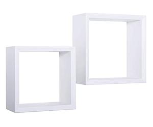 MODULARREDO | GINEVRA Set di 2 Mensole da Muro, Cubi Arredo, Mensole Cubo, Cubi da Parete, Cubi Portaoggetti, 35x35 p15.5 cm, e 30x30 p15.5 cm, Bianco - Made in Italy
