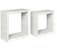 MODULARREDO | Ginevra Set Di 2 Mensole Da Muro, Cubi Arredo, Mensole Cubo, Portaoggetti, 35x35 P15.5 Cm E 30x30 P15.5 Cm, Rovere Sbiancato - Made In Italy