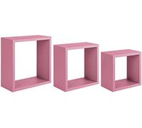 SET 3 CUBI MENSOLE PARETE ROSA SCAFFALE SALOTTO SOGGIORNO CAMERA INCUBO