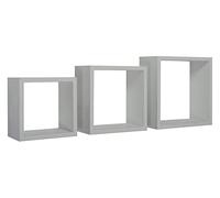 MODULARREDO | INCUBO Set di 3 Mensole da Muro, Cubi Arredo, Mensole Cubo, Cubi da Parete, 35x35, 30x30 e 25x25 p15.5 cm, Grigio Sasso, Kit Tasselli Incluso - Made in Italy