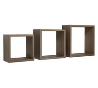 MODULARREDO | INCUBO Set di 3 Mensole da Muro, Cubi Arredo, Mensole Cubo, Cubi da Parete, 35x35 p15.5 cm 30x30 p15.5 cm e 25x25 p15.5 cm, Rovere Tabacco, Kit Tasselli Incluso - Made in Italy