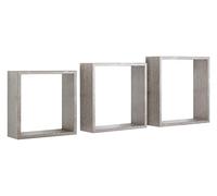 SET 3 CUBI MENSOLE PARETE ROVERE GRIGIO SCURO SCAFFALE CAMERA INCUBO SLIM