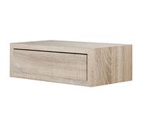MODULARREDO | LEGOLO MAXI Mensola da Muro con Cassetto, Comodino Sospeso, Mensola da Parete, 45x14.3 p23.7 cm, Rovere Sagerau, Kit Tasselli Incluso - Made in Italy