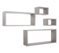 MODULARREDO | MERLINO Set 4 Mensole da Muro, Pensile Bagno, Mensola Parete, 75x30 e 60x25, 2 da 25x15, Kit Tasselli Incluso, Rovere Grigio Nuovo - Made in Italy