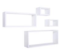 MODULARREDO | MERLINO Set 4 Mensole da Muro, Pensile Bagno, Mensola Parete, Scaffale Parete - 75x30, 60x25 e 2 da 25x15 cm, Kit Tasselli Incluso, Bianco - Made in Italy