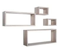 MODULARREDO | MERLINO Set 4 Mensole da Muro, Pensile Bagno, Mensola Parete, Scaffale Parete, 75x30 p15.5 cm, 60x25 p15.5 cm e 2 da 25x15 p15.5 cm, Rovere Sagerau - Made in Italy
