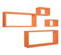 MENSOLA DA PARETE SCAFFALE CUBO SET 4 PEZZI ARANCIONE SALOTTO MODERNO MERLINO
