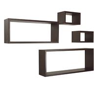 MODULARREDO | MERLINO Set 4 Mensole da Muro, Pensile Bagno, Mensola Parete, Scaffale Parete, 75x30 p15.5 cm, 60x25 p15.5 cm e 2 da 25x15 p15.5 cm, Kit Tasselli Incluso, Wengè - Made in Italy