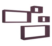 MENSOLA DA PARETE SCAFFALE CUBO SET 4 PEZZI VIOLA SALOTTO CAMERA MODERNO MERLINO
