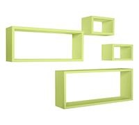 MENSOLA DA PARETE SCAFFALE CUBO SET 4 PEZZI VERDE SALOTTO MODERNO MERLINO