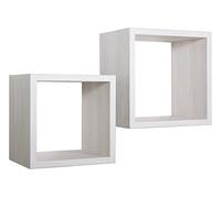 MODULARREDO | Q-BIS MAXI Set di 2 Mensole da Muro, Cubi Arredo, Mensole Cubo, Cubi da Parete, 35x35 p23.7 cm e 31x31 p23.7 cm, Rovere Sbiancato - Made in Italy