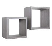 MODULARREDO | Q-BIS MAXI Set di 2 Mensole da Muro, Cubi Arredo, Mensole Cubo, Cubi da Parete, 35x35 p23.7 cm e 31x31 p23.7 cm, Rovere Grigio Nuovo, Kit Tasselli Incluso - Made in Italy