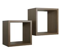 MODULARREDO | Q-BIS MAXI Set di 2 Mensole da Muro, Cubi Arredo, Mensole Cubo, Cubi da Parete, 35x35 p23.7 cm e 31x31 p23.7 cm, Rovere Tabacco - Made in Italy