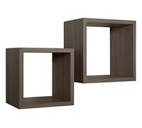 MODULARREDO | Q-BIS MAXI Set di 2 Mensole da Muro, Cubi Arredo, Mensole Cubo, Cubi da Parete, 35x35 p23.7 cm e 31x31 p23.7 cm, Noce, Kit Tasselli Incluso - Made in Italy