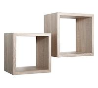 MENSOLA CUBO 2 PZ SCAFFALE PARETE ROVERE NATURALE SALOTTO MODERNO Q-BIS MAXI