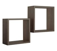 MODULARREDO | Q-BIS Set di 2 Mensole da Muro, Cubi Arredo, Mensole Cubo, Cubi da Parete, 35x35 p15.5 cm e 31x31 p15.5 cm, Noce, Kit Tasselli Incluso - Made in Italy