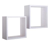 MENSOLA CUBO 2 PZ SCAFFALE PARETE ROVERE SALOTTO CAMERA SOGGIORNO MODERNO Q-BIS