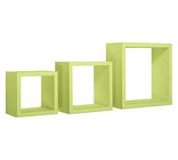 SET 3 MENSOLE CUBI PARETE VERDE SCAFFALE SALOTTO SOGGIORNO CAMERA RUBIC