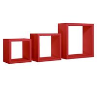MODULARREDO | RUBIC Set di 3 Mensole da Muro, Cubi Arredo, Mensole Cubo, Cubi da Parete, 35x35 p15.5 cm 25x25 p15.5 cm e 20x20 p15.5 cm, Rosso, Kit Tasselli Incluso - Made in Italy