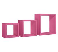 MODULARREDO | RUBIC Set di 3 Mensole da Muro, Cubi Arredo, Mensole Cubo, Cubi da Parete, 35x35 p15.5 cm 25x25 p15.5 cm e 20x20 p15.5 cm, Fuxia - Made in Italy