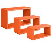 MODULARREDO Sanitec Trittico Mensole da Parete, Legno, Arancio, 15.5x45x27 cm