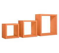 SET 3 MENSOLE CUBI PARETE ARANCIONE SCAFFALE SALOTTO SOGGIORNO CAMERA RUBIC
