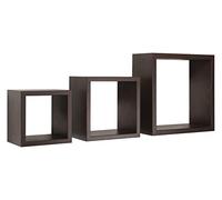 SET 3 MENSOLE CUBI PARETE MARRONE SCAFFALE SALOTTO SOGGIORNO CAMERA RUBIC