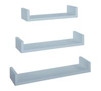 MODULARREDO | Set di 3 Mensole da Muro Design, 60x8, 50x8 e 40x8 cm p15.5, Blu Baltico - Made in Italy