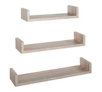 MODULARREDO | Set di 3 Mensole da Muro Design, 60x8, 50x8 e 40x8 cm p15.5, Mensola da Parete, Rovere Sagerau - Made in Italy