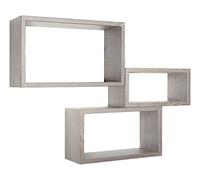 SET 3 MENSOLE RETTANGOLARI PARETE GRIGIO NUOVO SCAFFALE SALOTTO CAMERA TRITTICO