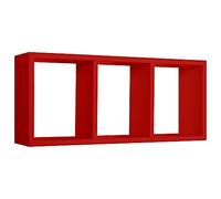 MENSOLA CUBO 3 SCOMPARTI SCAFFALE ROSSO SOGGIORNO SALOTTO MODERNO TRISTANO