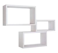 SET 3 MENSOLE RETTANGOLARI PARETE ROVERE BIANCO SCAFFALE SALOTTO CAMERA TRITTICO