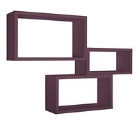 Modularredo Trittico Mensole da Parete, Legno, Viola Melanzana, 15.5x45x27 cm