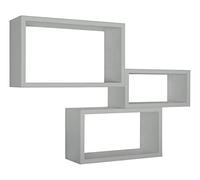 MODULARREDO | Trittico set di 3 mensole da muro, libreria sospesa e parete, grigio sasso, 45x27 cm, 40x22 cm, 35x17 cm, kit tasselli incluso