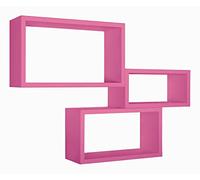 MODULARREDO | TRITTICO Set di 3 Mensole da Muro, Libreria Sospesa, Libreria Parete, Scaffale Parete, Fuxia, 45x27 p15.5 cm, 40x22 p15.5 cm e 35x17 p15.5 cm - Made in Italy