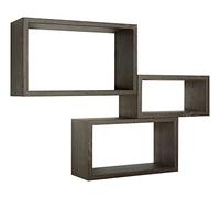 SET 3 MENSOLE RETTANGOLARI PARETE ROVERE SCURO SCAFFALE SALOTTO CAMERA TRITTICO