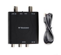 Modulatore di segnale analogico RF M61A, convertitore da AV a RF per sistemi TV NTSC, selettore di canali CH3/CH4 con connettori RCA e F, controllo VHF PLL per cavo domestico
