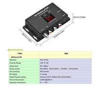 Modulatore RF Convertitore AV a RF M60 Compatibile con PAL NTSC di alta qualità Ampia gamma di frequenze per condividere DVD STB in più stanze Materiale ABS 104x68x24mm