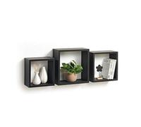 Modul'Home 6RAN789BC - Mensole a cubo, in MDF, 11,8 x 30 x 30 cm, pannello MDF, nero, 3 taglie 23 cm/26,5 cm/30 cm, 2 Unità